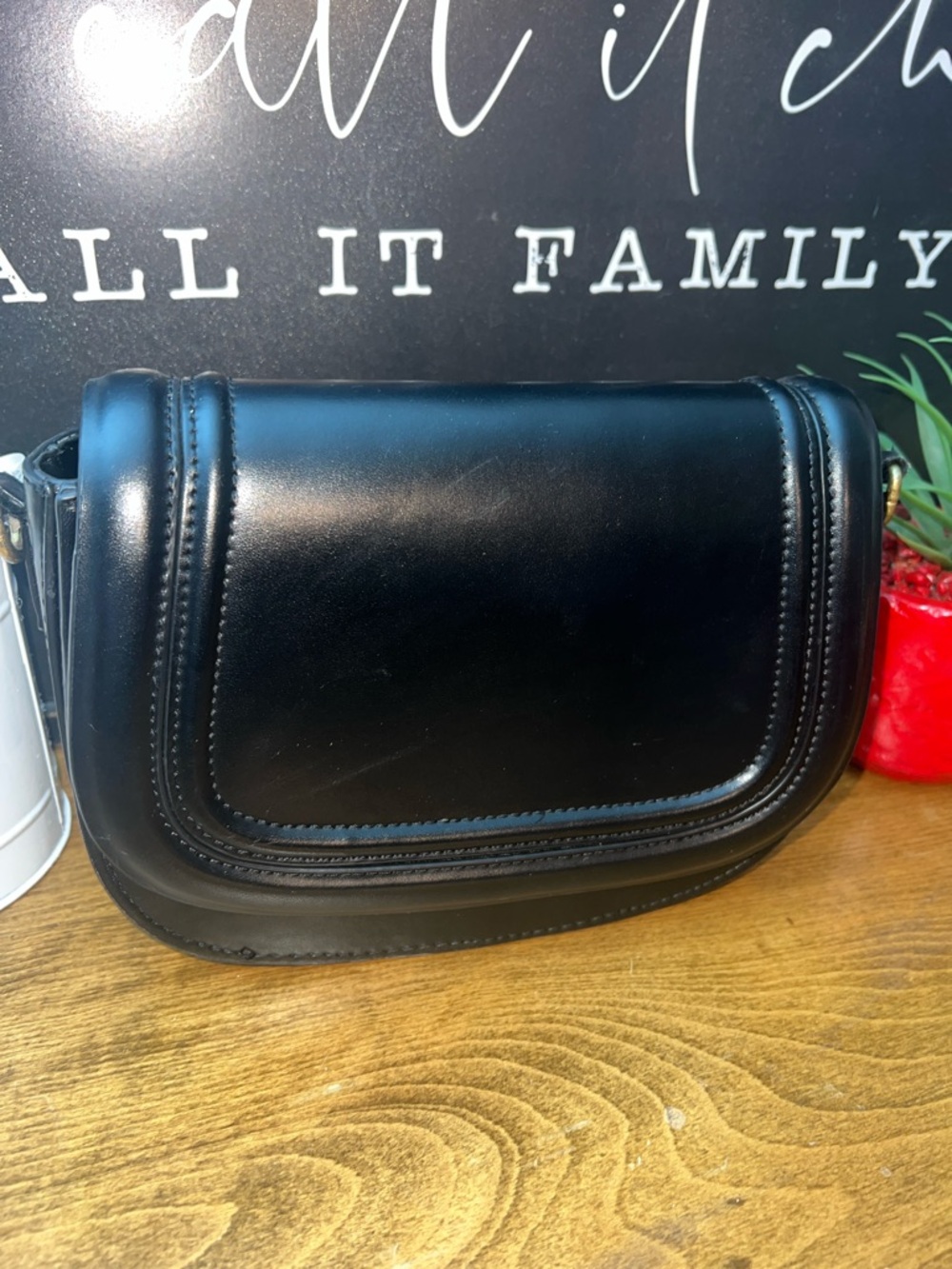 Zara Black Leather Crossbody Bag